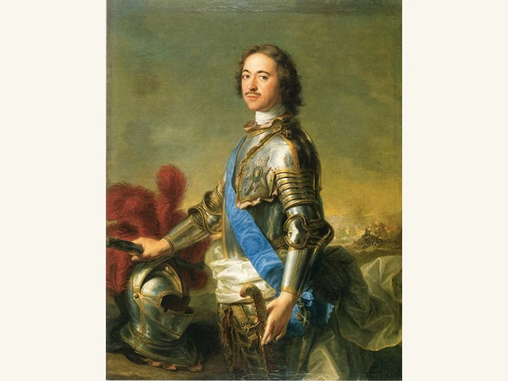 Peter I in a formal portrait by Jean-Marc Nattier.