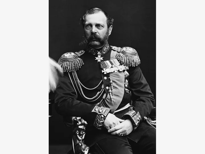 Black-and-white portrait of Alexander II in uniform.